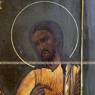 Старинная икона Образ Христа Вседержителя с предстоящими Богоматерью и Иоанном Крестителем (малый Деисус). Россия XIX век. 