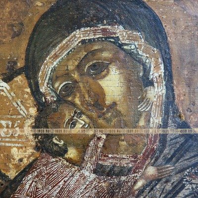 Старинная икона Богородица Владимирская - 
