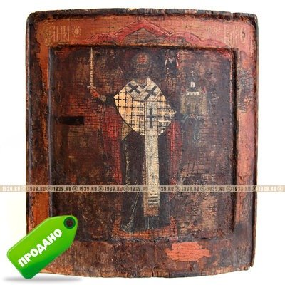 Древняя русская икона Святой Николай Можайский, двойной ковчег. Россия XVII-XIX век.