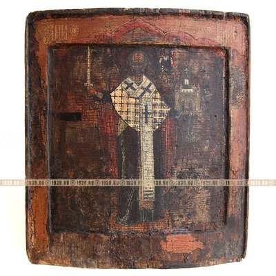 Древняя русская икона Святой Николай Можайский, двойной ковчег. Россия XVII-XIX век.