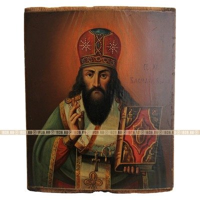 Старинная икона Святителя Василия Великого. Россия XIX век.
