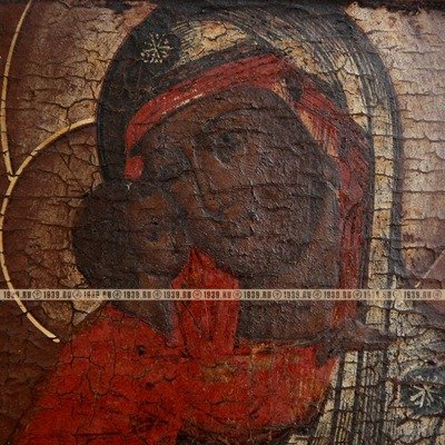 Старинная Феодоровская икона Божьей Матери, Поможительница в родах. Россия XIX век.