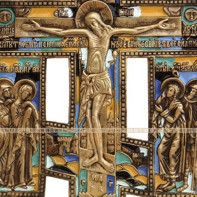 Бронзовое старинное распятие Христово работы Родиона Семеновича Хрусталева. Креймо РСХ. Россия, Москва 19 век.