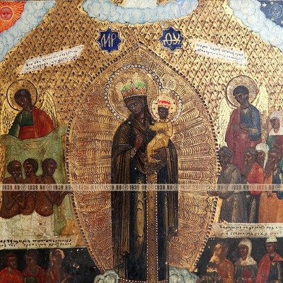 Старинная русская икона Пресвятой Богородицы «Всем скорбящим Радость» на золоте. Россия, Москва 19 век.