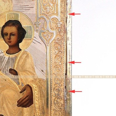 Старинная икона Божья Матерь Смоленская покровительница дома и семьи, оклад с позолотой и серебрением. Россия, Москва XIX век