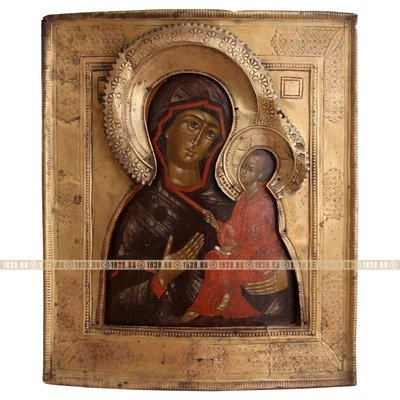 Старинная Икона Пресвятой Богородицы Тихвинской, покровительница детей. Россия, Мстера 1880-1900 год