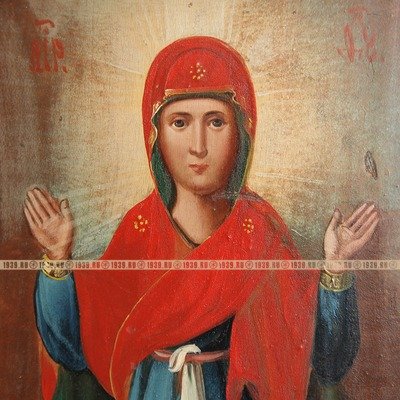 Старинная православная икона Божьей Матери «Нерушимая стена». Россия, Курская губерния XIX век.