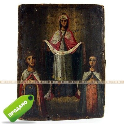 Старинная икона Покрова Пресвятой Богородицы. Россия,XIX век.