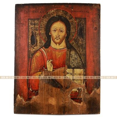 Старинная деревянная икона Господь Вседержитель. Россия, XIX век.