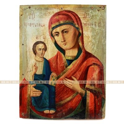 Старинная деревянная икона Богородица Праворучица и Покров Богородицы. Россия, XIX век.