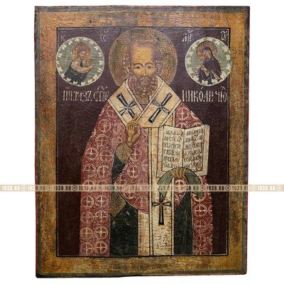 Крупная старинная икона Святой Николай Чудотворец. Россия, Русский Север XVIII век.