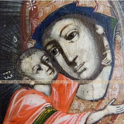Старинная деревянная икона Владимирской Божией Матери. Центральная Россия, XIX век.