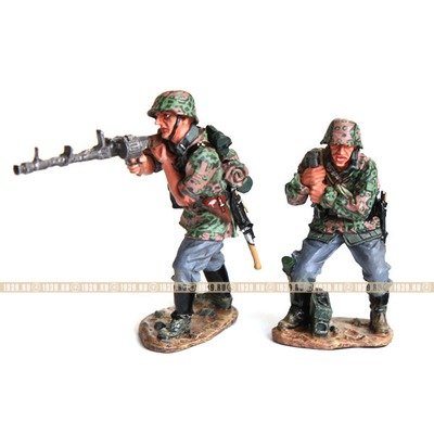 Набор оловянных солдатиков Пулеметный расчет из двух бойцов Waffen-SS 1944-1945