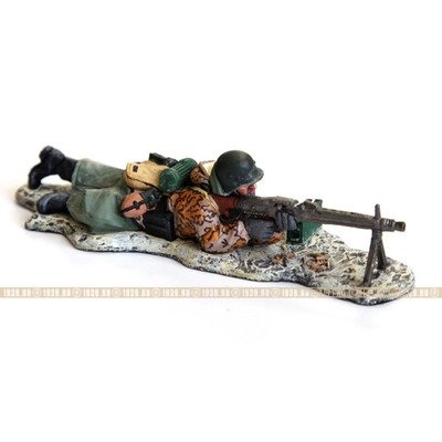 Коллекционный оловянный солдатик Стреляющий пулеметчик Waffen SS MG42 1944-1945