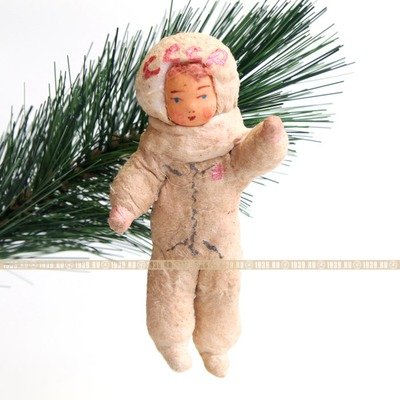 Коллекционная старинная елочная игрушка из ваты 