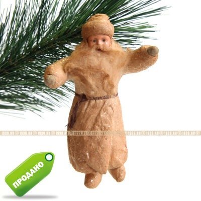 Коллекционная старинная елочная игрушка из ваты 