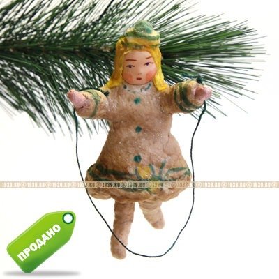 Коллекционная старинная елочная игрушка из ваты 
