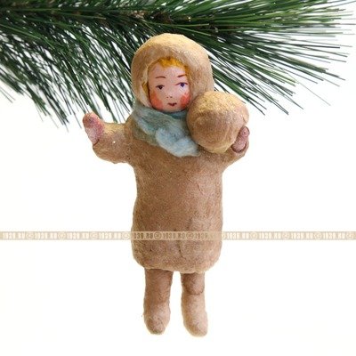 Коллекционная старинная елочная игрушка из ваты 
