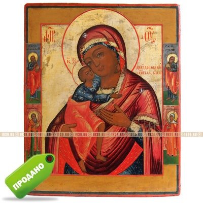 Старинная коллекционная икона Пресвятая Богородица Феодоровская «поможительница в родах». Россия, Ветка-Новозыбков XIX век.