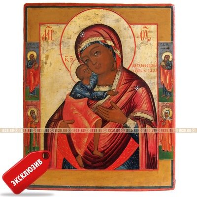 Старинная коллекционная икона Пресвятая Богородица Феодоровская «поможительница в родах». Россия, Ветка-Новозыбков XIX век.