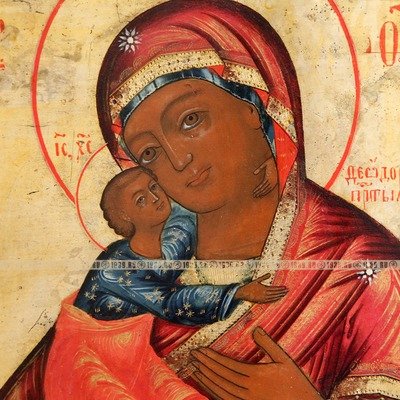 Старинная коллекционная икона Пресвятая Богородица Феодоровская «поможительница в родах». Россия, Ветка-Новозыбков XIX век.