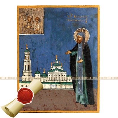 Старинная иконка Святого целителя и чудотворца Феодосия Тотемского. Россия XIX век.