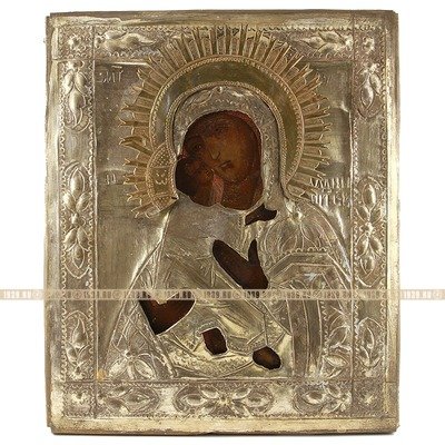 Старинная икона Владимирской Божией Матери (Вышгородская икона Богородицы). Россия, Центральный регион империи, XIX век.