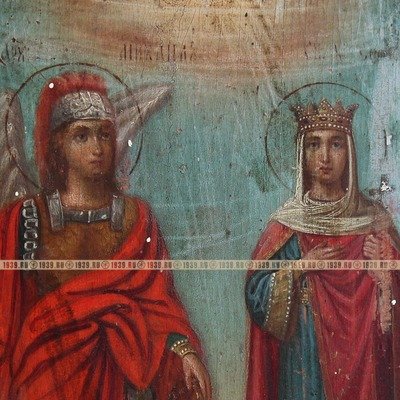 Старинная икона Святая София и Святой Михаил Архангел. Россия, Юг XIX век.