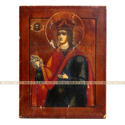 Старинная именная икона Святая Варвара Великомученица 