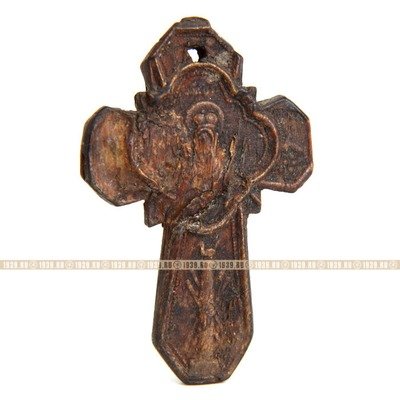 Старинный нательный крест из прессованного темного рога. Святая Земля, Иерусалим 1870-1890 год