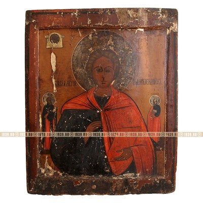 Старинная икона Святой Великомученик и целитель Пантелеймон, Россия 18-19 век. 